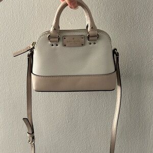 6” Kate Spade New York cream/taupe crossbody with gold coloured hardware